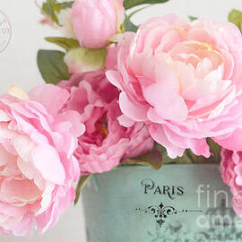 Paris Peonies Shabby Chic Dreamy Pink Peonies Romantic Cottage Chic Paris Peonies Floral Art by Kathy Fornal