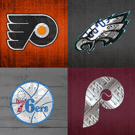 Philadelphia Sports Fan Recycled Vintage Pennsylvania License Plate Art Flyers Eagles 76ers Phillies by Design Turnpike