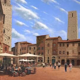 Piazza della Cisterna San Gimignano Tuscany by Richard Harpum