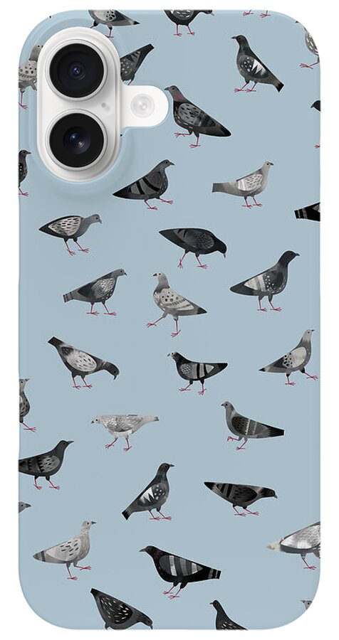 Pattern of Illustrated Pigeons iPhone Case