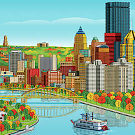 Pittsburgh Panorama Autumn by Ron Magnes