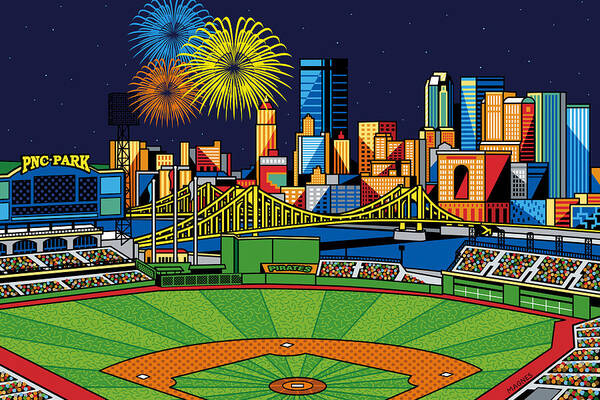 Colorful PNC Park Nightscape Wall Art