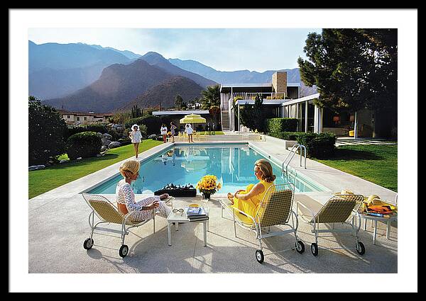 Relaxing by the Mountainous Poolside Framed Print