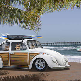 Postcards from Otis - Beach Corgis by Mike McGlothlen