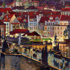 Prague Charles Bridge with the Prague Castle by Yuriy Shevchuk