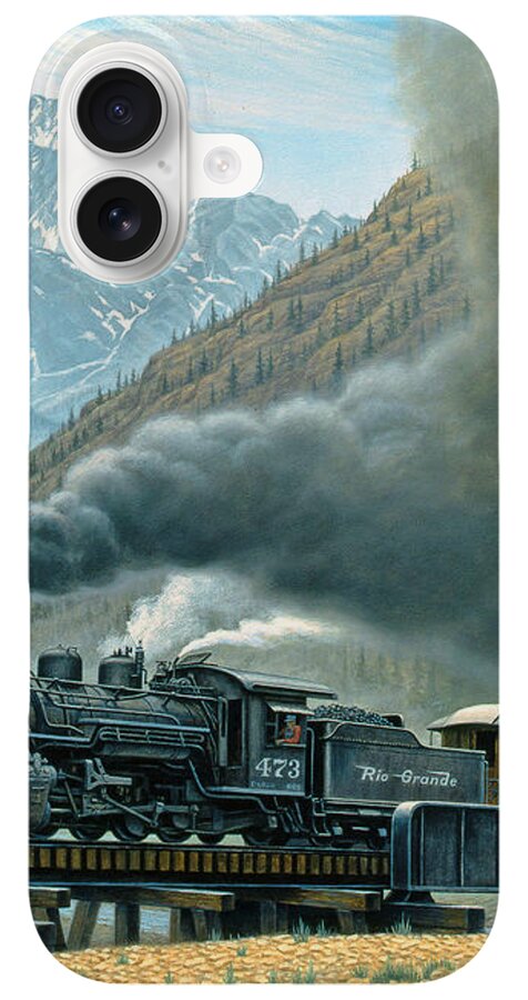 Steam Train in Mountain Valley iPhone Case
