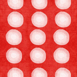 Red and White Shibori Circles by Linda Woods