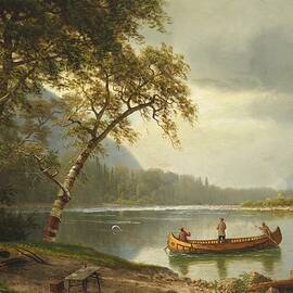 Salmon fishing on the Caspapediac River by Albert Bierstadt