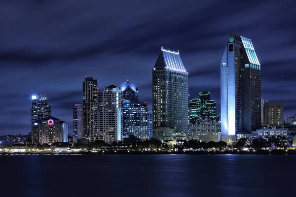 San Diego Skyline at Night Wall Art