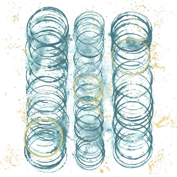 Circular Patterns in Blue and Gold Wall Art