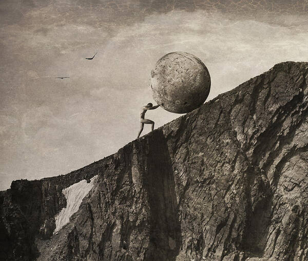 Sisyphus Rolling the Stone Wall Art