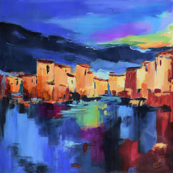 Vibrant Sunset Over Italian Village Wall Art