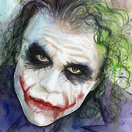 The Joker Watercolor by Olga Shvartsur