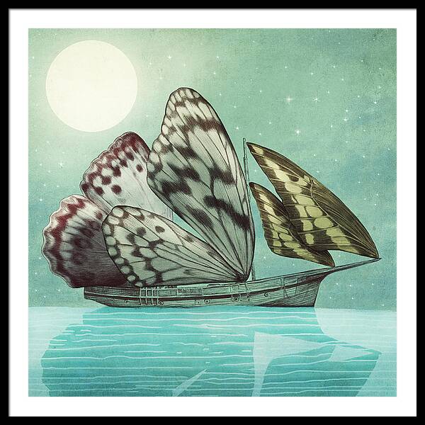 Sailing Ship with Butterfly Wings Framed Print
