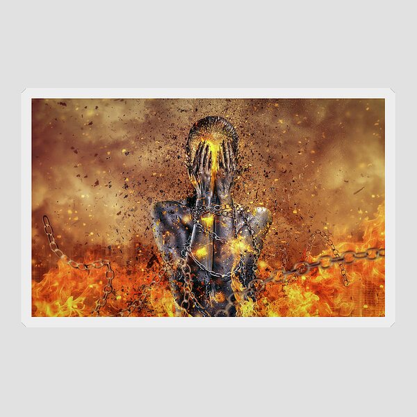 Fiery Figure Engulfed in Flames Sticker