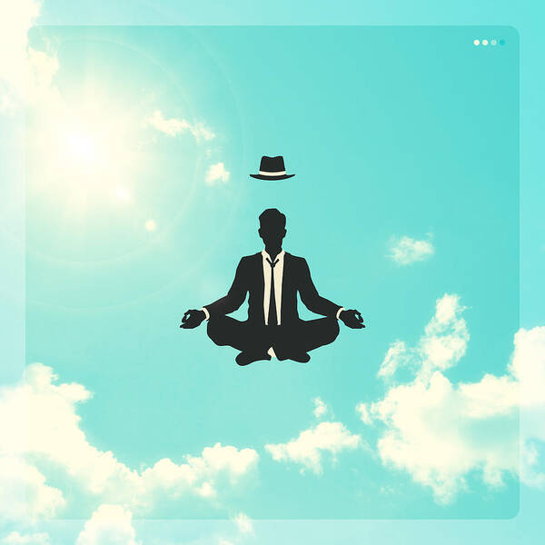 Floating Businessman in the Sky Wall Art