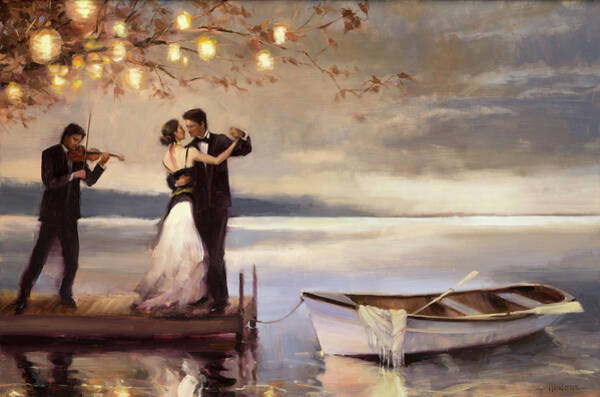 Romantic Dance by the Lake Wall Art