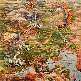 Vintage Map of Yellowstone National Park by Edward Fielding