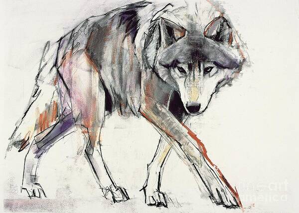 Prowling Wolf in Abstract Style Wall Art