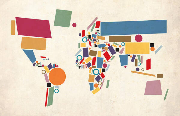 Geometric World Map Wall Art