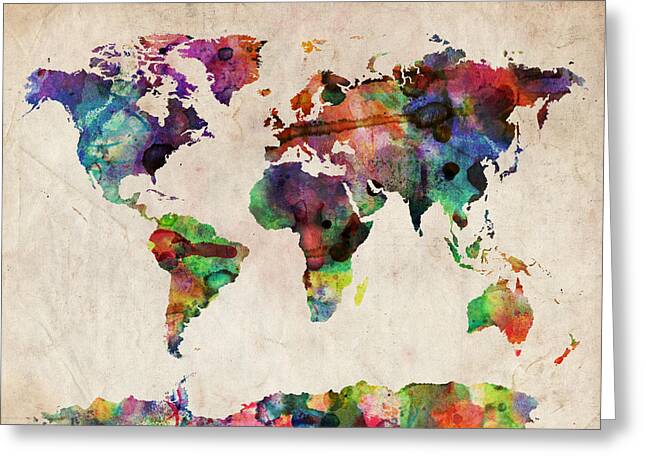 Colorful World Map Greeting Card
