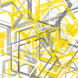 Yellow And Gray Geometric Shapes Art by Lourry Legarde