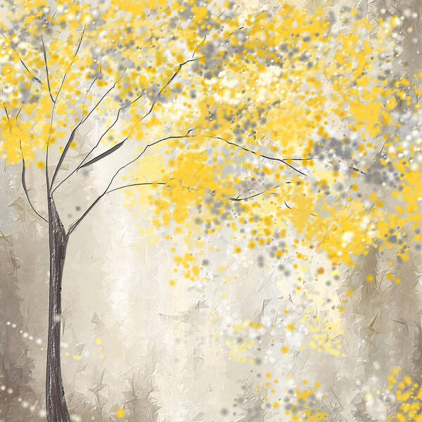 Whimsical Yellow Tree Wall Art