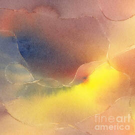 Yellow Orange Blue Watercolor Square Design 1 by Sharon Freeman