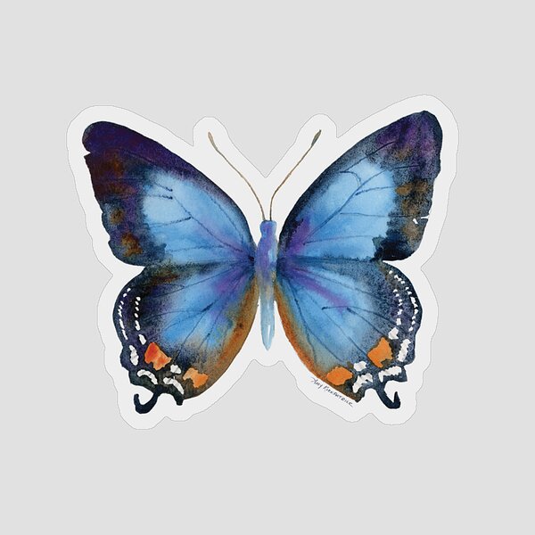 Imperial Blue Butterfly on White Sticker