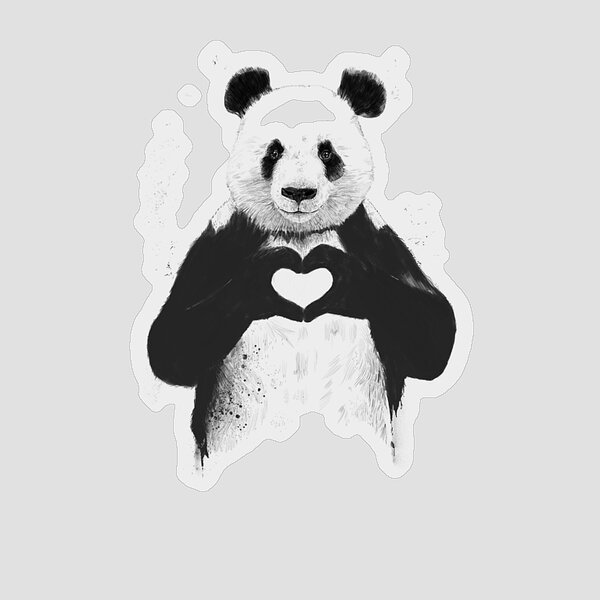 Panda with Heart Gesture Sticker