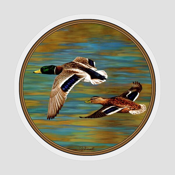 Two Ducks Flying Over Water Sticker