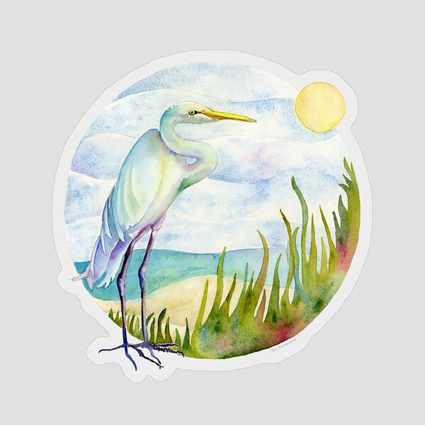 Great White Heron on the Beach Sticker