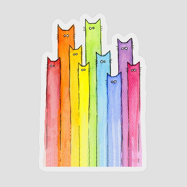 Colorful Cats in a Rainbow Pattern Sticker