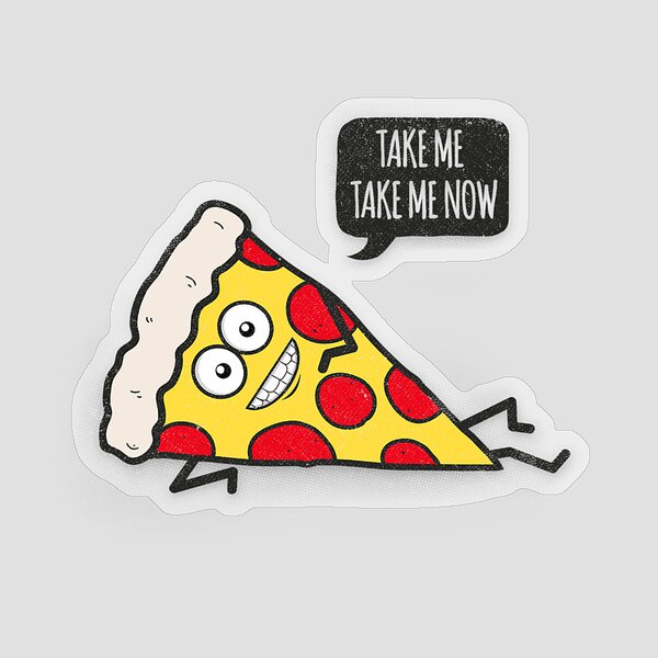Cool And Trendy Pizza Pattern In Super Acid Green   Turquoise   Blue Sticker
