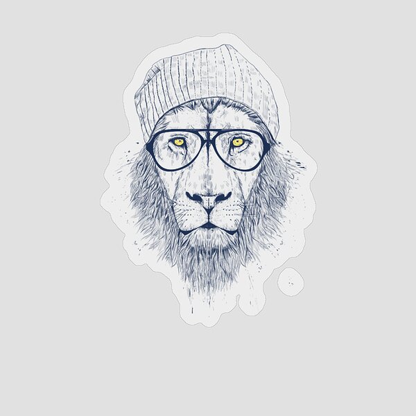 Lion Wearing Glasses and Hat Sticker