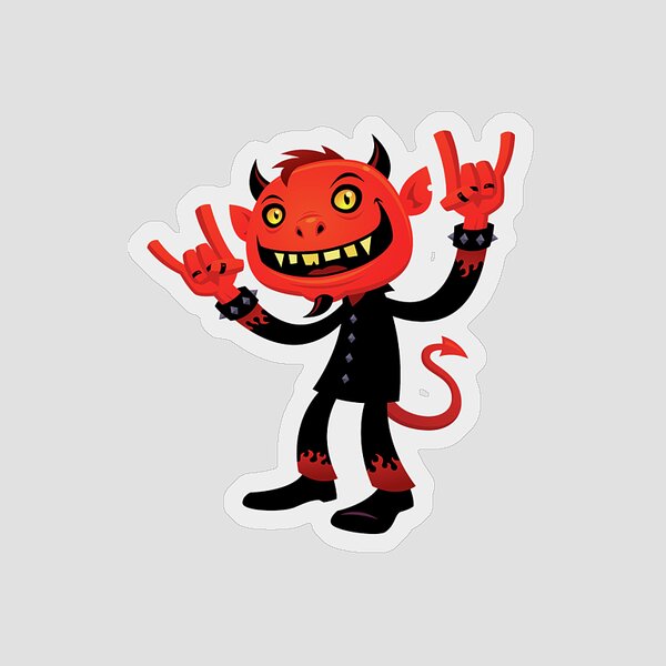 Cartoon Devil with Rock Gesture Sticker