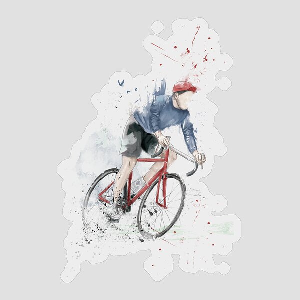 Cyclist in Motion Sticker