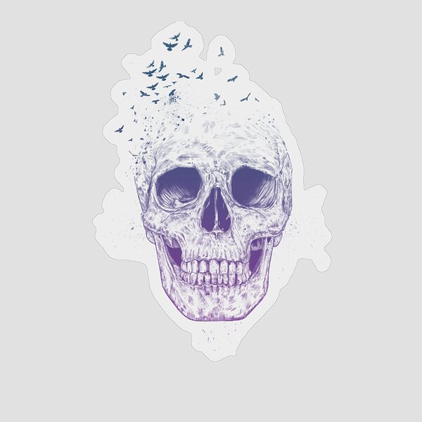 Skull with Birds Silhouette Sticker