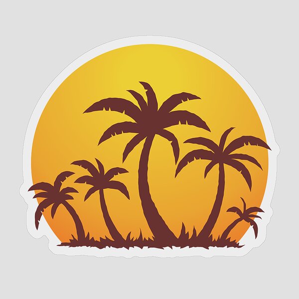Tropical Sunset with Palm Trees Sticker